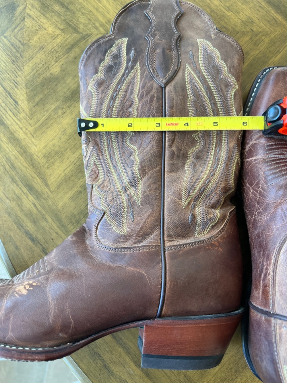 Women’s Justin Brown Western Leather Cowboy Boots - Picture 10 of 15